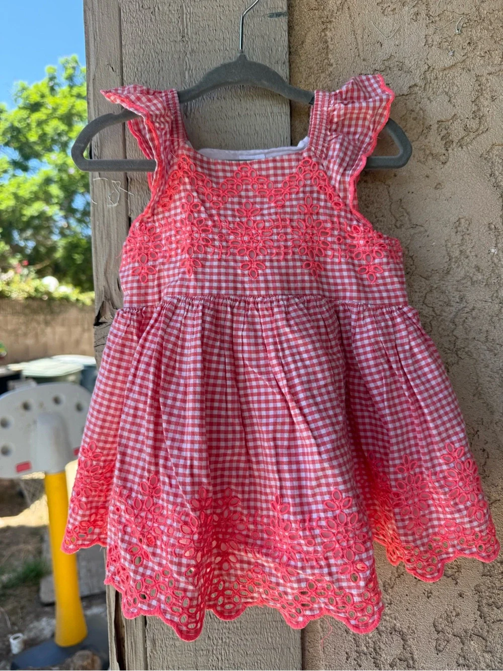 GAP Pink Gingham Eyelet Dress